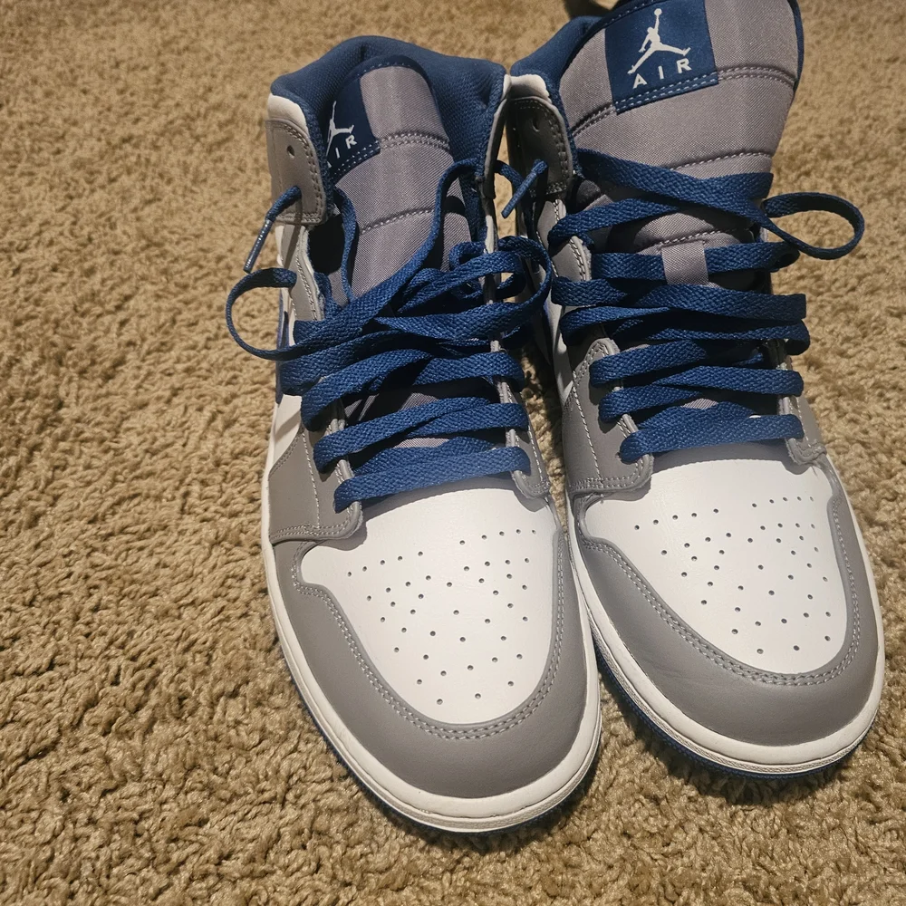 Jordan Men’s Athletic Shoes in White, Gray, and Blue